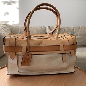 Vintage, Reed Krakoff, white and vachetta leather bag.